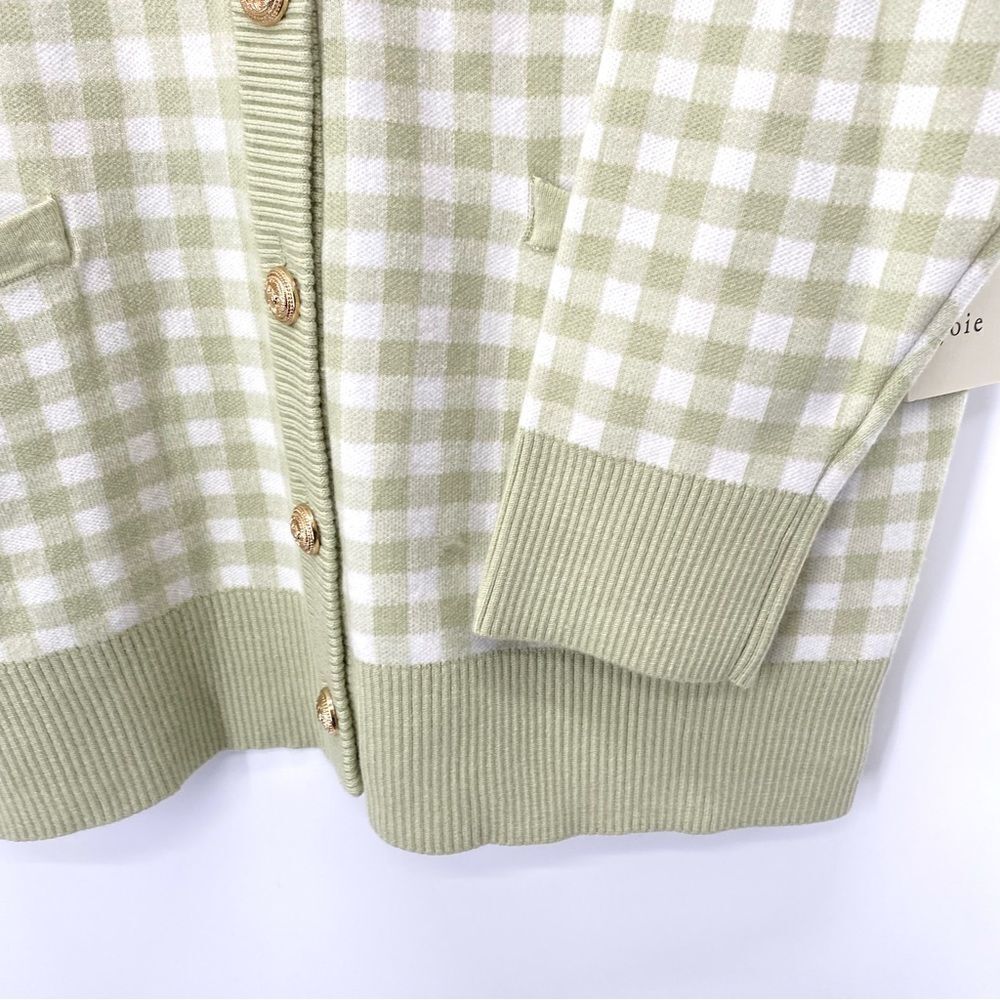 Joie Gingham Boyfriend Oversized Cardigan Sweater New Country House Chic - Picture 8 of 14